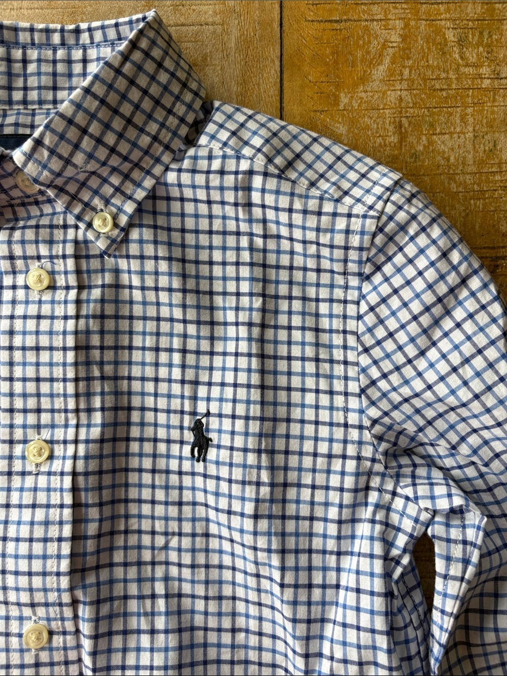 Ralph Lauren White and Blue Windowpane Shirt size 5